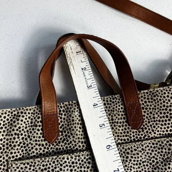 Madewell Crossbody Bag The Zip-Top Double Handles Leather Spotted Dyed Calf Hair - Picture 11 of 11